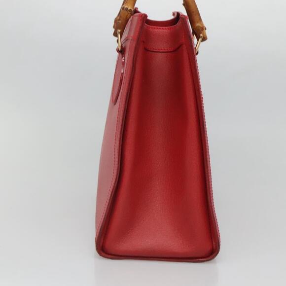 GUCCI Bamboo Hand Bag Leather Red Gold 002 2853 0260 0 - Picture 5 of 16